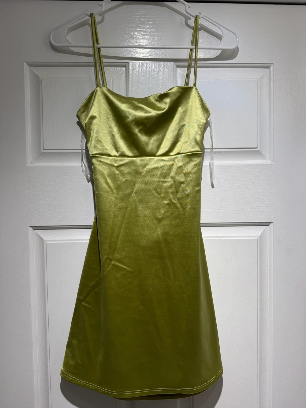 Windsor Satin Cowl Neck Mini Dress in Lime